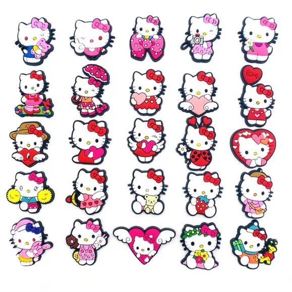 New set of 25 Hello kitty cat Croc Charms jibbitz. MANY other themes av… - Picture 2 of 5